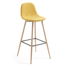 Kave Home – Sgabello da bar Nolite senape 75 cm con schienale e gambe in acciaio effetto legno