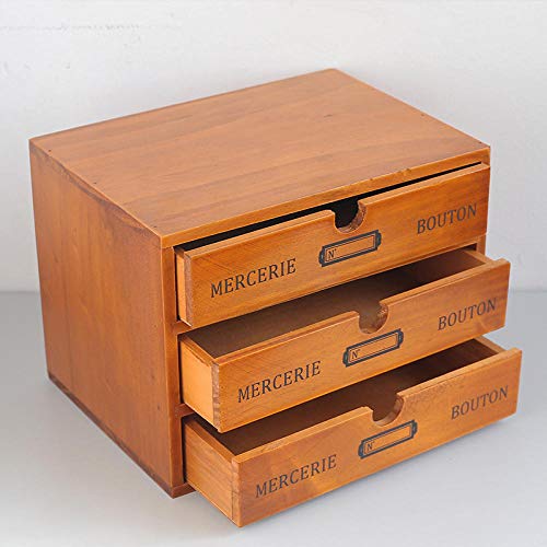 Powzz ornament Cassettiera retrò in Legno a Tre Strati con cassettiera