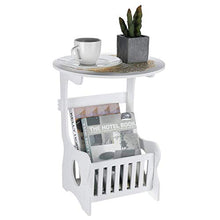Comodino piccolo tavolino con cesto portaoggetti rotondo per computer portatile, comodino, divano letto, libreria, scaffale per casa, ufficio, soggiorno, comodino