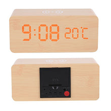 Vikye Sveglia, Sveglia digitale LED Scrivania in legno per 3 gruppi di sveglia wireless con controllo vocale e controllo vocale((Colore del legno))