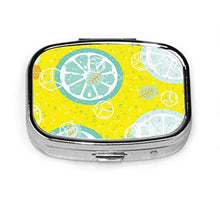 Contenitore per pillole, scatola per pillole portatile, motivo: frutta, limone, lime e cubetti di ghiaccio, scatola quadrata per pillole