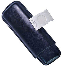 WSJMJ Custodia per Sigari da Viaggio in Pelle Portatile in Legno di Cedro, 2 Tubi con Supporto Taglierina per Sigari in Acciaio Inox, Rivestiti in Legno di Cedro