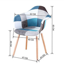 Poltrona da Pranzo Patchwork Multicolore con Gambe in Legno Massello per Cucina Soggiorno Sala da Ufficio Ingresso Reception Sala d'attesa Blu+ Grigio + Nero Set di 2