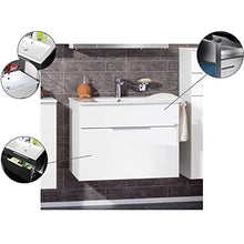 FACKELMANN Set di mobili da bagno Kara 3 pezzi, 80 cm, bianco con lavabo in ceramica e armadietto a specchio a LED