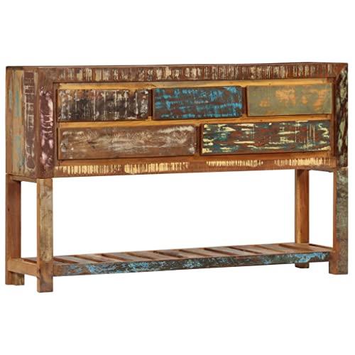 vidaXL Credenza Stile Vintage Robusta 5 Cassetti e Ripiano Madia Cassettiera Tavolino Laterale 120x30x75 cm in Legno Massello di Recupero