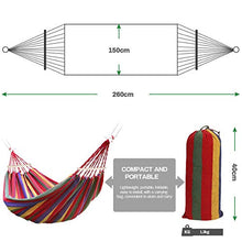 Ertisa Amaca da Giardino 260 x 150 cm, con Barre di Diffusione in Legno e Borsa per Il Trasporto, Amache Traspiranti a Strisce Arcobaleno di Tela Portatili Perfetto per campeggio e attività all'aperto