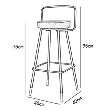 HXSM Sedia da Bar Industrial Sgabelli da Cucina in Metallo Sgabello da Lavoro con Schienale Rotondo Sedia da Pranzo in Pelle PU per La Casa Nero 50/55/60/65/70/75cm