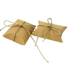 TREESTAR Creative Retro Kraft Box Pillow Shape Candy Box for Wedding Decorazione Pacchetto Regalo 1PCS con spago Marrone Giallo, Carta, Brown, 9 * 6.5 * 2.5CM