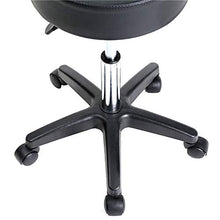ZXYDD - Sgabello girevole su ruote, regolabile, seduta imbottita rivestita in pelle sintetica, sgabello rotondo per massaggi, colore: nero