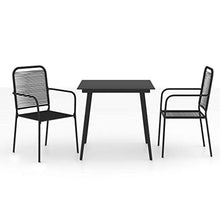 SKM Set da Pranzo da Esterni 3 pz in Corda di Cotone e Acciaio Nero