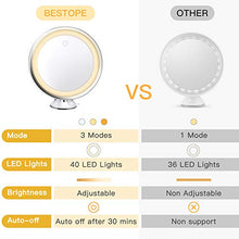 Bestope Trucco con ingrandimento 10x, con Illuminazione a 3 Colori, Specchio da Barba Illuminato da Bagno, Ventosa Girevole a 360, Bianco, 48