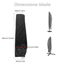 TANiCE Copertura Ombrellone 280cm - Fodera Protettiva Impermeabile Antivento Antipioggia Oxford 210D con Rivestimento Idrorepellente Copertura Parasole da Giardino - Nero