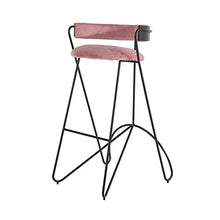 YS Sedia Sedia da Bar in Metallo, Seduta Moderna Ed Elegante per Cucina Sgabello da Pranzo con Schienale,Rosa