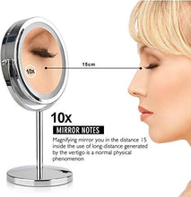 Specchio Specchi di Trucco 17 LED Light Vanity 10x cosmetico da 7 Pollici Regolabile da 7 Pollici a ingrandimento Bagno bifacciale