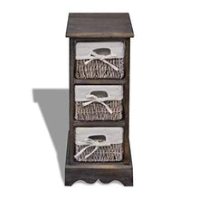 GOTOTOP Cassettiera in legno con 3 ceste 58 x 25 x 28 cm organizzatore multiuso cassettiera per camera da letto con cassetti stile rustico