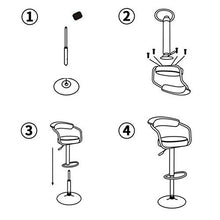 Set di 2 sgabelli da bar regolabili in altezza, con schienale, braccioli e poggiapiedi, in ecopelle, girevole a 360°, colore: grigio