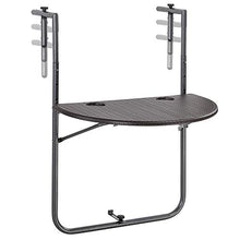 BAKAJI Tavolo Tavolino da Ringhiera per Esterno Balcone Pieghevole Salvaspazio Altezza Regolabile Struttura in Metallo e Piano in Polyrattan xon Portabicchieri Dimensione 60x64cm (Marrone)