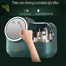 Portaoggetti per organizer per trucco, Contenitore per cosmetici con luce da specchio a LED dimmerabile e ventilatore, Scatola per gioielli Specchio portaoggetti per,Pink