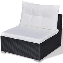 Tidyard Set Divani da Giardino 10 pz con Cuscini in Polyrattan Nero, Set Divani da Giardino, Set Divani da Giardino da Esterno 70 x 70 x 56 cm