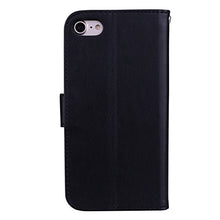 Robinsoni Cover Compatibile con iPhone 8 / iPhone 7 Case Scintillare Glitters Lucido Portafoglio Libro Custodia Retro 3D Rosa Stampato Pelle PU Libretto Cover Foglio Flip Magnetica Fiore Caso, Nero
