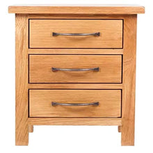 Comodino in legno di quercia massiccio comodino con 3 cassetti per soggiorno, camera da letto, supporto marrone 39,9 x 30 x 54,1 cm