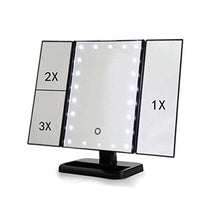 WM Specchio da trucco illuminato a tre pieghe, 3 x 2 x Magnificatio Touch Screen, rotazione regolabile a 180°, specchio da rasatura, batteria e specchio alimentato tramite USB, 11,5