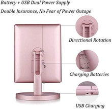 LBWARMB Trucco Specchio con luci Rosa a LED Make up Specchio Desktop Tri-Fold HD Beauty Trucco Specchio Pieghevole con Funzione di Memoria dimmerabile tattile Specchio cosmetico