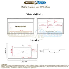 Mobile bagno SOSPESO 120 cm con lavabo in ceramica e specchio con cassetti BIANCO LINDA 8220