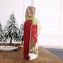 Amosfun Christmas Wine Bottle Cover Wine Bottle Gift Bags Drawstring Christmas Pattern for Xmas Holiday Bottle Dress Up Table Decoration (Rustic Style Santa Claus)