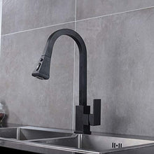 Rubinetto per Lavabo da Cucina, Miscelatore per Lavabo, Rubinetto da Cucina Monocomando in Ottone con Doccetta Spray, Girevole A 360 °, Finitura Nero Opaco A Sette Strati Premium
