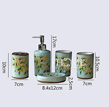 WYPDM 5 Pezzi Set Accessori da Bagno in Ceramica Ornamenti Lotion Dispenser Toothbrush del Supporto del Piatto di Sapone,A