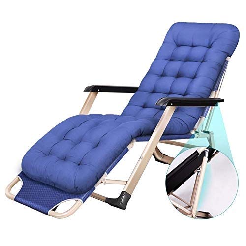 Hfyg Lettino Prendisole Blu Sedia A Sdraio,Poltrona Reclinabile A gravità Zero Pieghevole All'aperto Ufficio Spiaggia di Sabbia Extra Largo con Cuscino Supporta 200 kg Chaise Longue