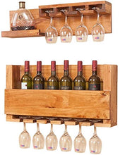 Classico Wall Mount Ecofriendly legno di pino bottiglia di vino della mensola del supporto del calice del vino Holder pensili 10 Wine Glass ripiano impianto galleggiante Mensole Organizzatore del cont