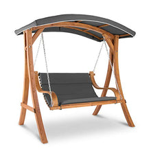 blumfeldt Tahiti Hollywood - Altalena da Giardino, 2 Posti: 110x90cm, Tettuccio Parasole, Imbottitura Spessa 4cm, Materiali: Poliestere, Telaio: Legno Massello di Larice Satinato, Legno/Grigio