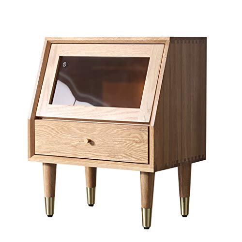 Comodino in Legno massello Nordico Moderno e Minimalista in Legno di Quercia Bianca Armadio ad Angolo FANJIANI