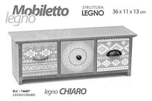 GICOS IMPORT EXPORT SRL Mobiletto cassettiera Porta gioie in Legno Chiaro Decoro Indian 3 cassetti 36 * 11 * 13 cm ILC-746857