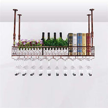 DJSMjbj Cremagliere del Vino Regolabile Altezza Montato A Soffitto Appeso Portabottiglie di Vino Metallo Ferro Wine Rack Rack Calici Calici Rack Ripiani Decke (Color : Brown, Size : L100*W25cm)