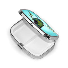 Junebug - Contenitore per pillole con colibrì di gelsomino, con fiori e orchidee, in metallo, a due scomparti, per medicinali e medicinali, organizer da viaggio