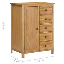 Tidyard Armadietto Armadio Credenza Guardaroba Moderno in Legno Massello di Rovere con 5 Cassetti e Anta,Credenza Moderna con Cassetti,Armadietto con Cassetti Moderno 76x52x105 cm