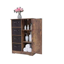 VOKARALA - Cassettiera con 4 cassetti estraibili e 1 armadio, armadietto per vino, con porta, libreria, soggiorno, camera da letto, ufficio, marrone rustico