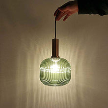 HJXDtech Lampadario a sospensione industriale vintage in vetro a coste, lampada da soffitto moderna in ottone lucidato retrò per cucina salone camera da letto (Verde, 20cm)