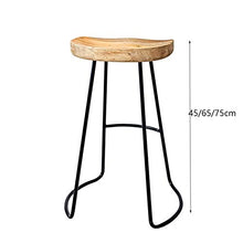 CSQ Sedia da Banco in Legno Massello, Gamba in Ferro + Sedile Rotondo Curvo Sedia da Bar retrò Cucina di Casa Ristorante Sgabello per La Colazione(Size:45CM,Color:Un)
