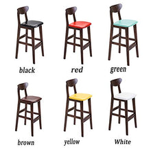 XEWNEGTZI Sgabelli da Bar Sedie da Bar retrò in Legno Massello, con Sedile E Schienale in PU, per Cucina, Pub, Caffetteria, Patio, Pranzo, Sgabello Alto, Carico 200Kg (6 Colori, 63cm)(Color:Nero)