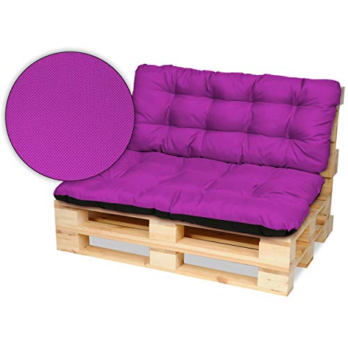SuperKissen24. Cuscino per Bancale Divano Pallet 120x80 cm con Schienale 120x50 cm Seduta Impermeabile e Comodo per Divanetti da Esterno - Fucsia