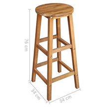 vidaXL 2X Legno Massello Acacia Sedie Sgabelli da Bar Sedie Alte da Esterni
