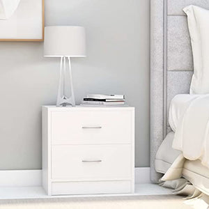 SKM Comodino Bianco 40x30x40 cm Legno Ingegnerizzato