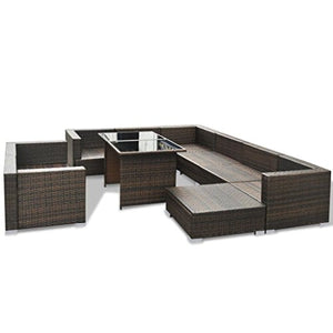 Tidyard Set Divani da Giardino 28 pz in Polirattan,Divano da Soggiorno,Salotto e Ufficio Stile Classico Marrone