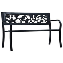 Tidyard Panchina da Giardino 125 cm Nera in Acciaio Panca Posteriore Fantasia 125 x 53 x 77 cm Nero