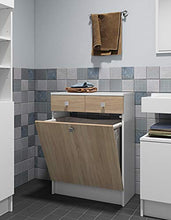Temahome Combi, Armadietto da Bagno con Portabiancheria, Bianco/Beige (White & Oak)
