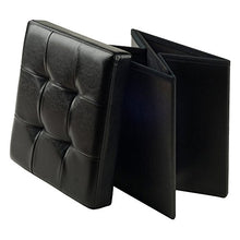 winsome Ashford ottomano con contenitore in ecopelle – nero